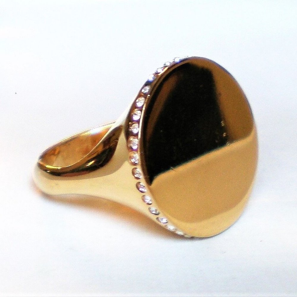 Designer Signed VITA FEDE Insignia Swarovsky Crystal Gold Tone Ring $495